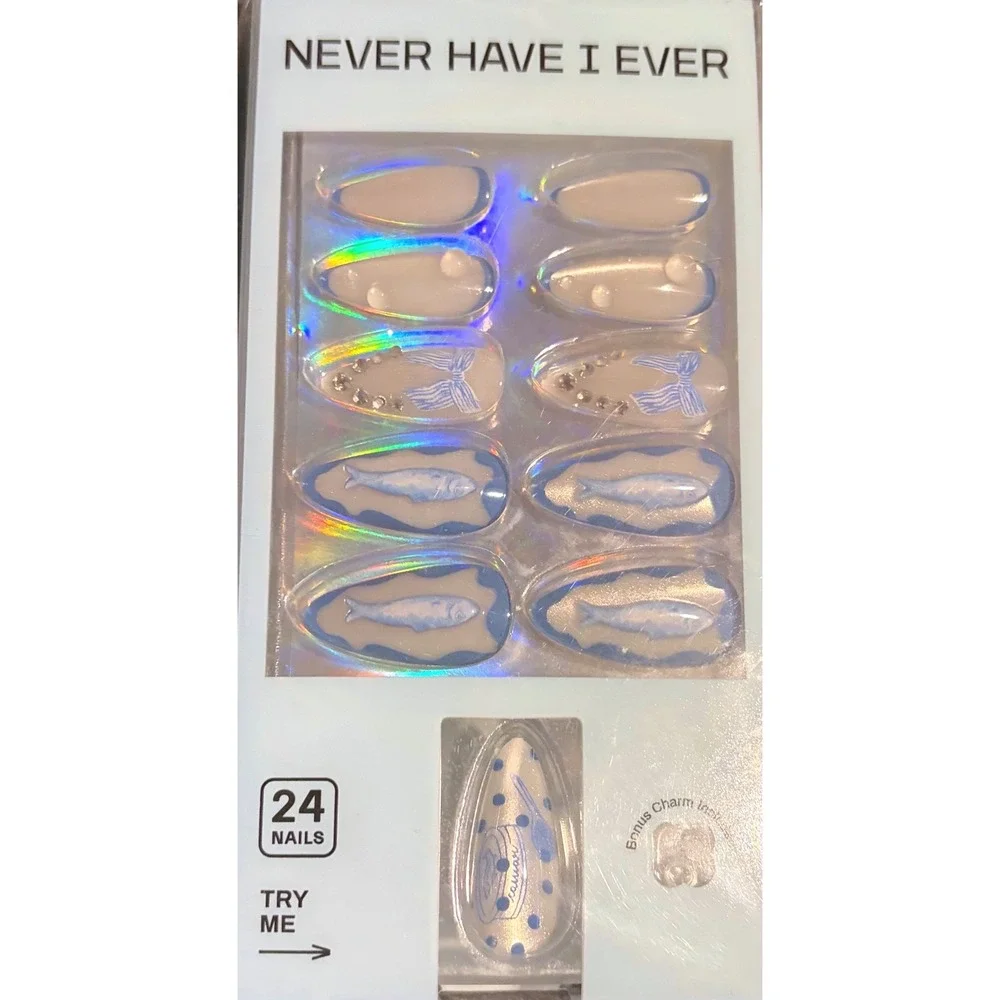 Never Have I Ever Press On Nails Sardine Dream Swan Lake Coquette Blue Pink 2pk